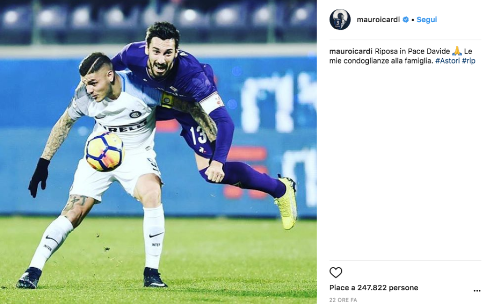 Anche Mauro Icardi ha dedicato un post all'amico