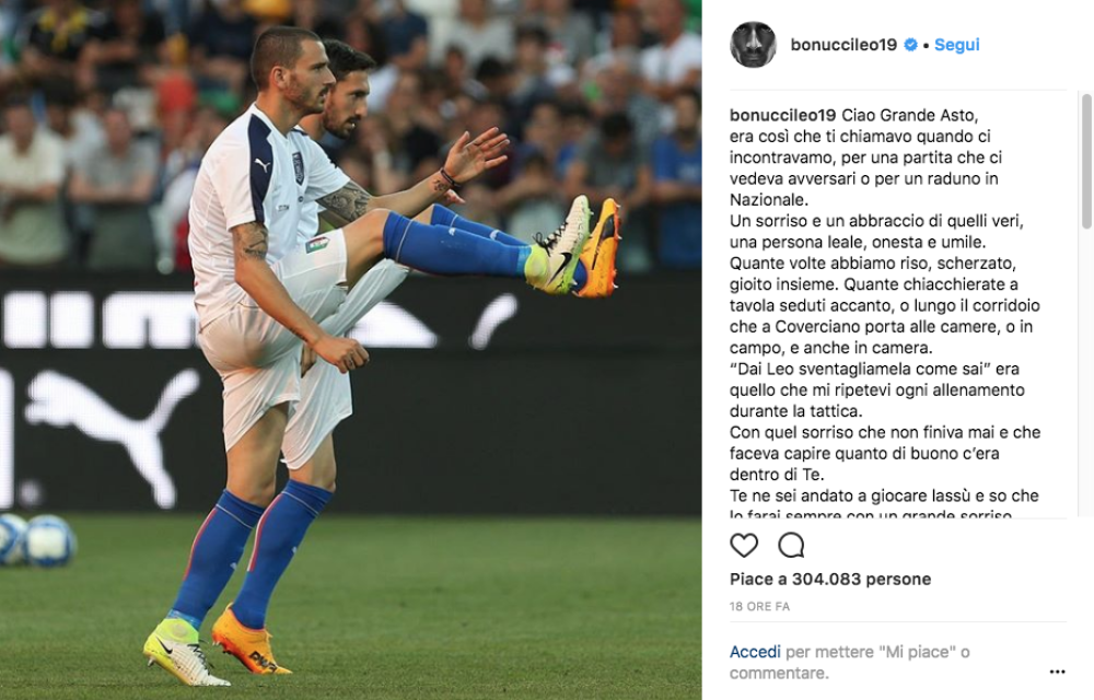 E anche Bonucci ha solo parole gentili