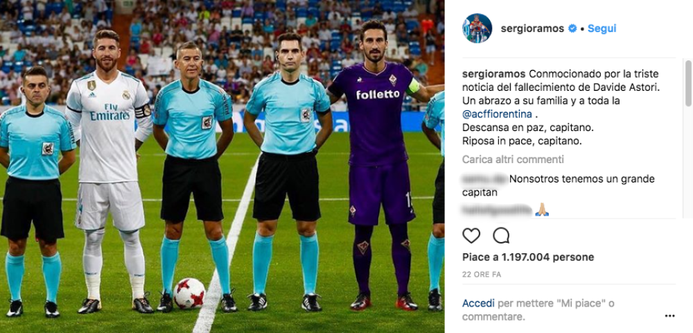 Anche Sergio Ramos scrive all'amico
