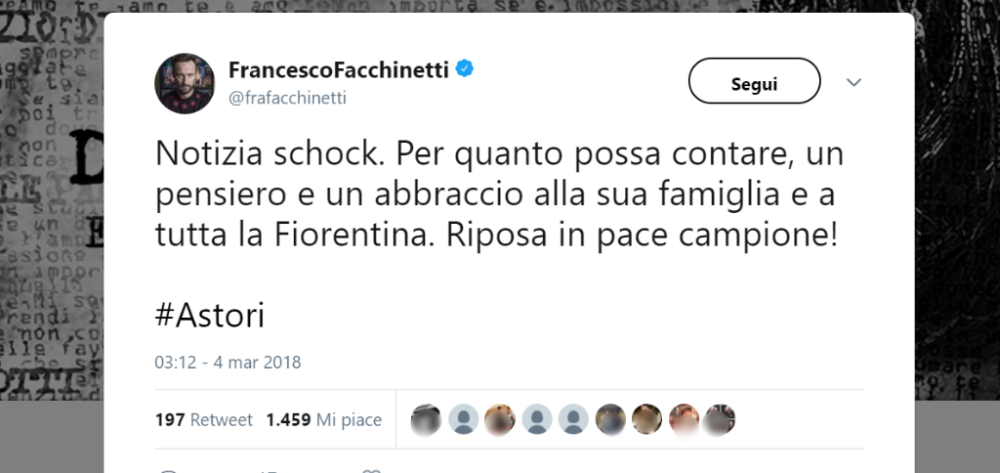 Anche Francesco Facchinetti ha scritto