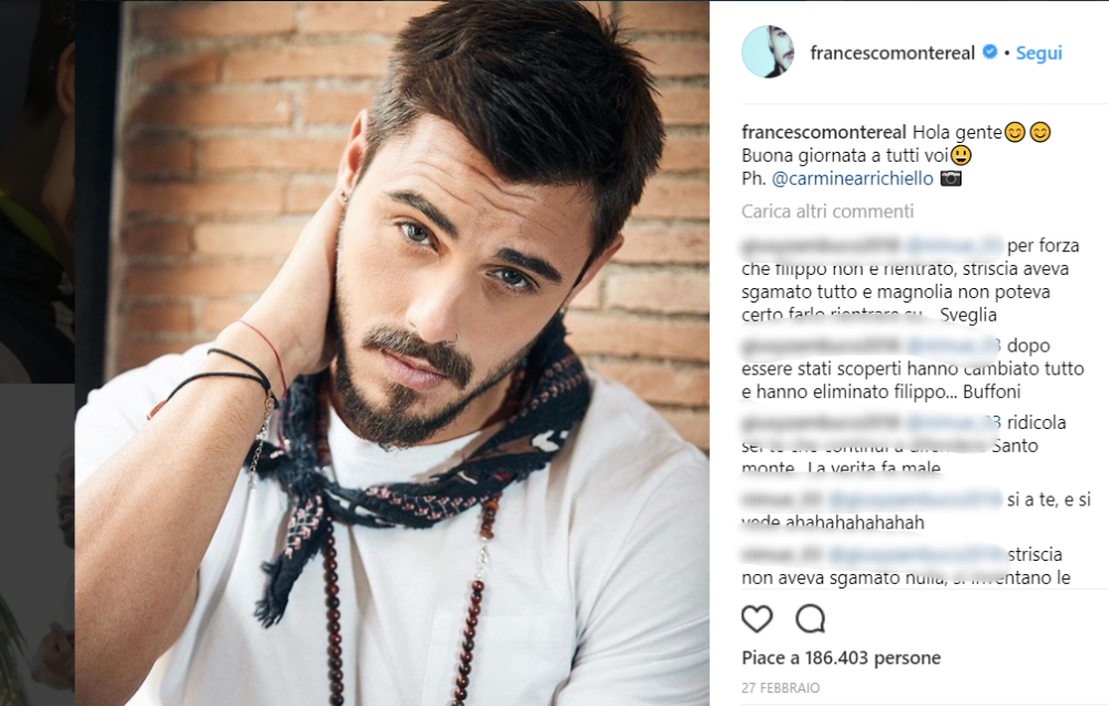 Dopo essere uscito dal programma, Monte aveva fatto una sorta di dichiarazione alla Di Benedetto: