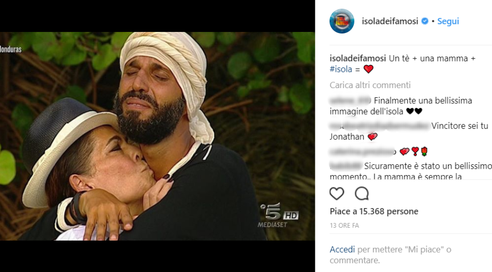 Il momento più commovente è stato l’abbraccio tra Jonathan e la madre
