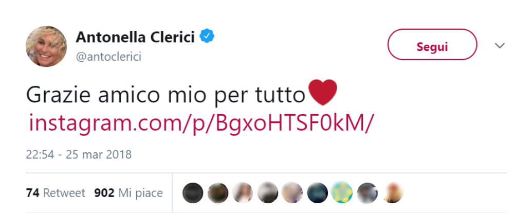 Antonella Clerici era una grande amica di Fabrizio Frizzi