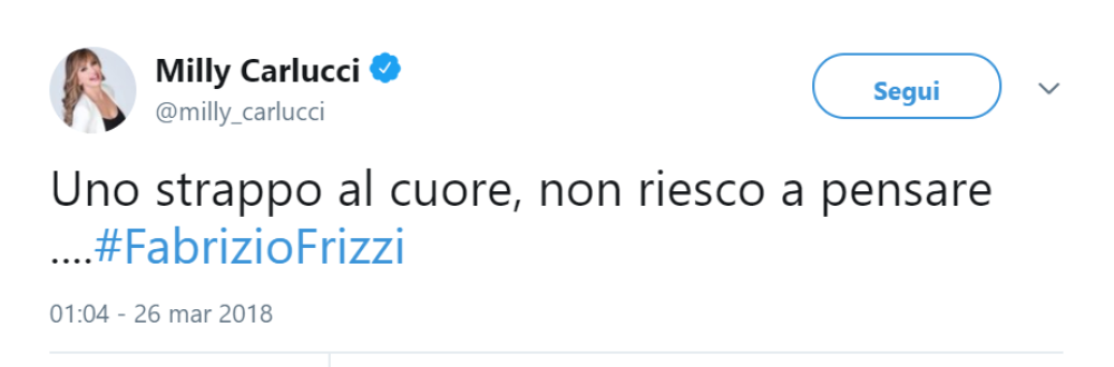 Milly Carlucci è sempre stata molto amica di Fabrizio