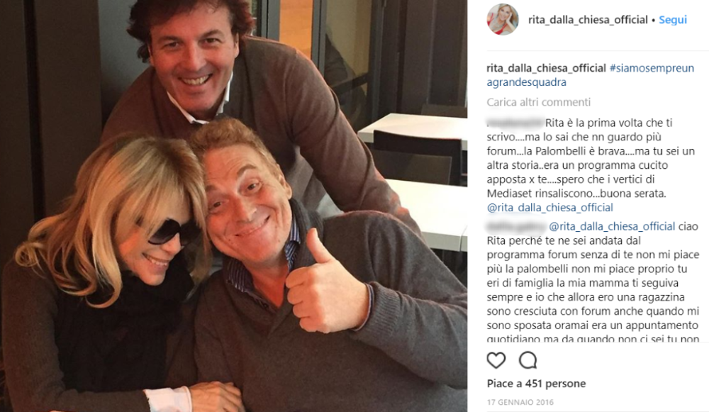 Rita Dalla Chiesa e Fabrizio Bracconeri sono amici da molti anni