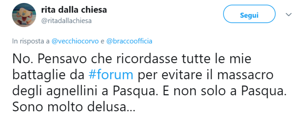 La conduttrice si dichiara delusa