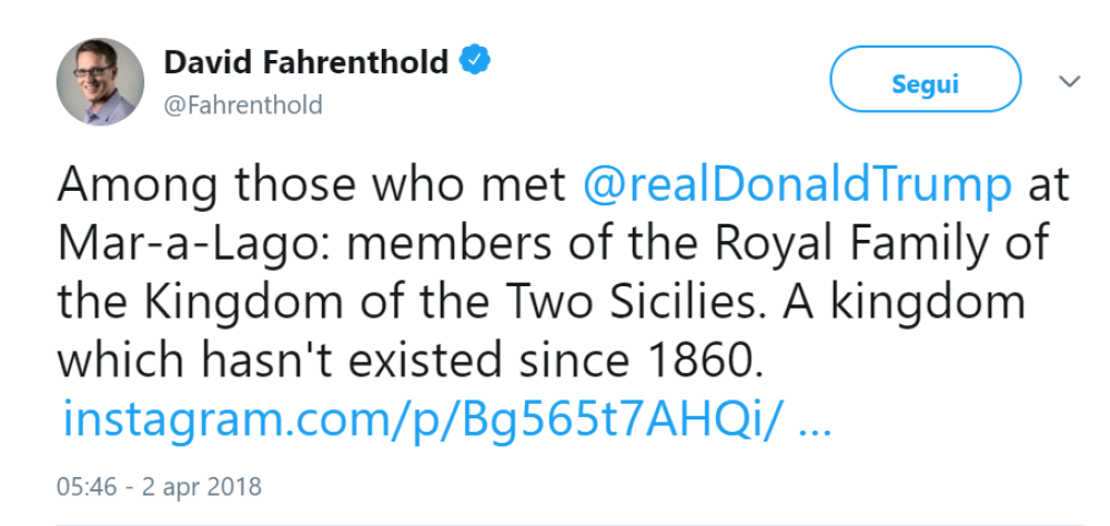 Il primo a ironizzare sull’accaduto è stato David Fahrenthold, giornalista del Washington Post