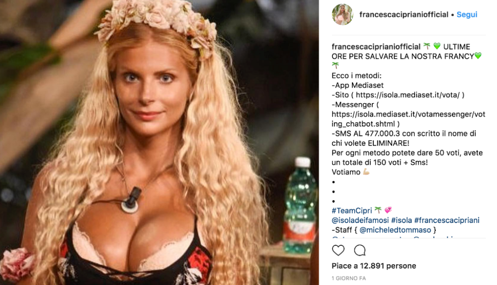 La Cipriani non potrà testimoniare al processo
