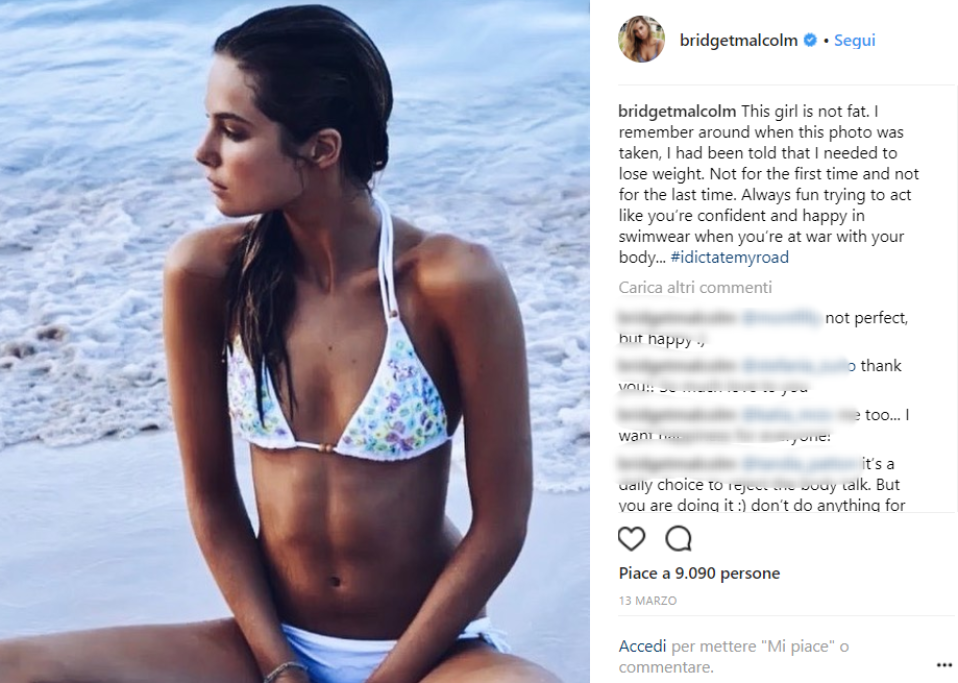 Uno dei suoi post su Instagram aveva fatto molto riflettere. Bridget aveva scritto: