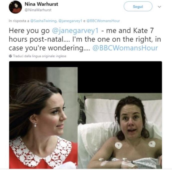  «Io e Kate, 7 ore dopo il parto…Nel caso foste nel dubbio io sono quella sulla destra…».