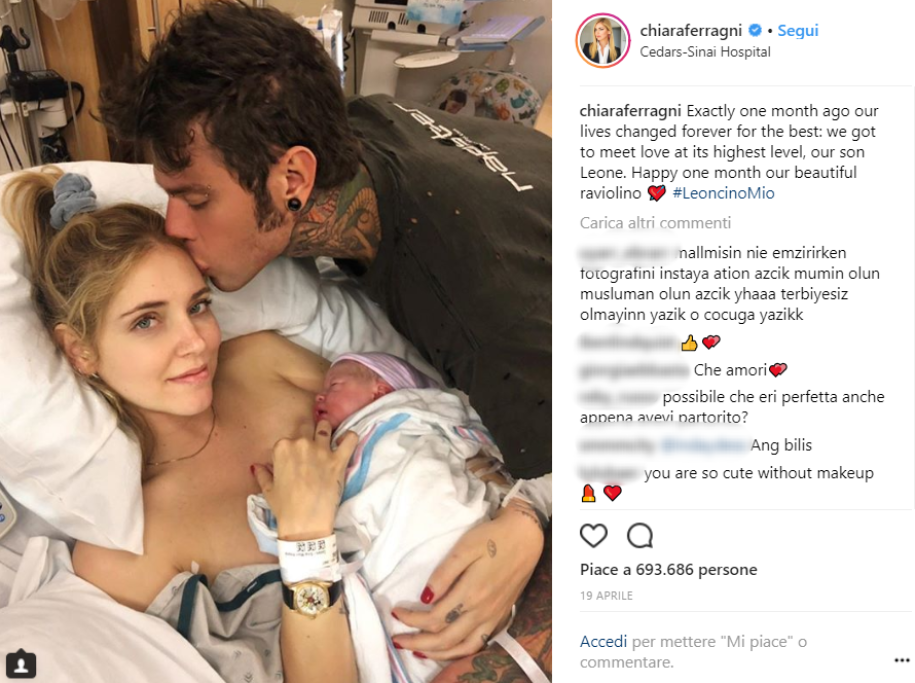 Chiara Ferragni è diventata mamma da due mesi