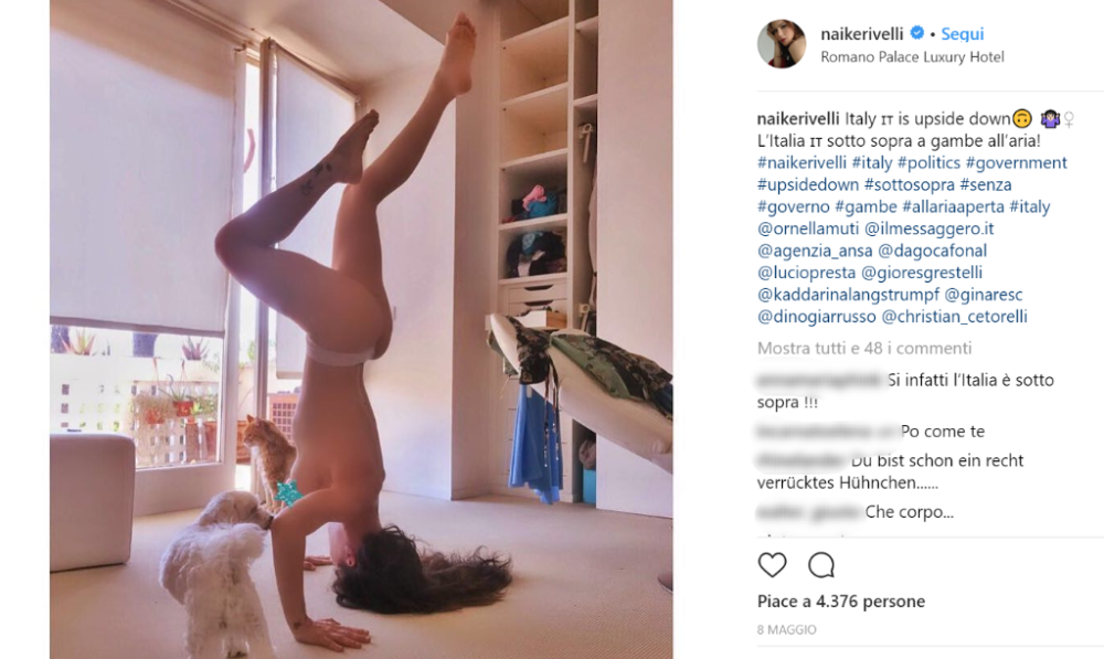 Naike esibisce il suo corpo nudo anche come provocazione o per sollevare l’attenzione su tematiche importanti
