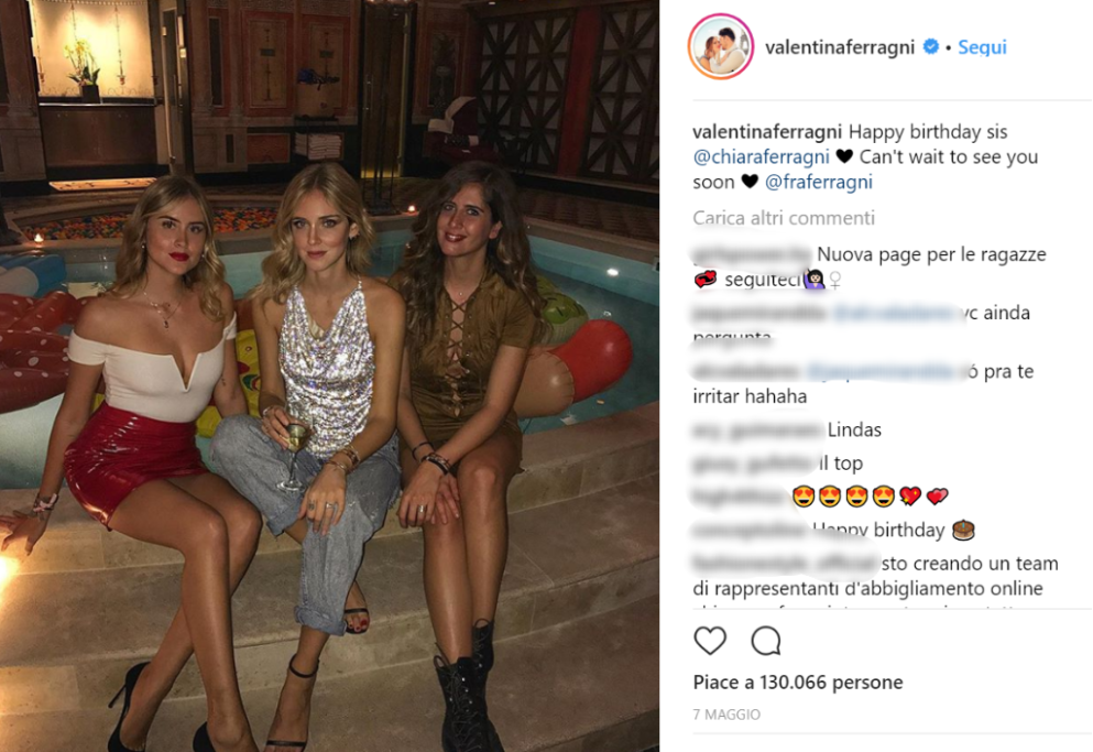 La sorellina di Chiara e Francesca è stata quindi bersagliata dalle critiche