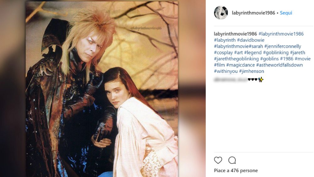 Mito indiscusso del film era uno straordinario David Bowie che interpretava Jareth
