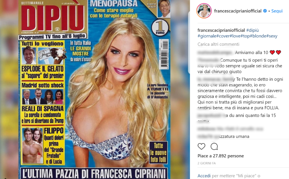 L’ex pupa è quindi passata da una settima a un’ottava