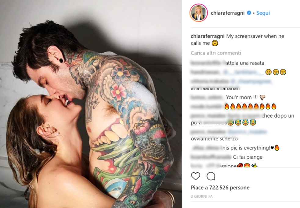 Chiara Ferragni e Fedez hanno voluto pubblicare sui social delle foto ad alto tasso erotico