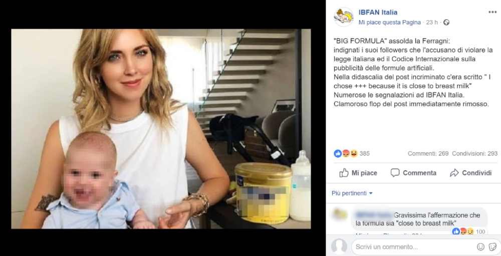 Questa è la foto della discordia. Ci sono lui, lei e l’altro: in questo caso il latte in polvere.
