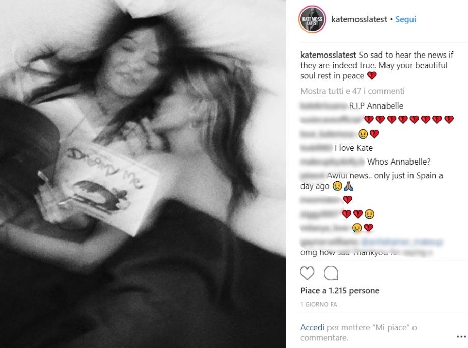 La sua migliore amica, Kate Moss, è distrutta