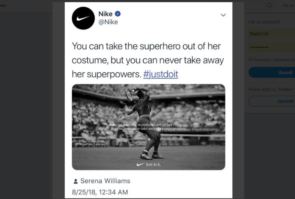 La Nike, produttrice della tuta, ha preso le difese della sua testimonial (Credits photo:Twitter)