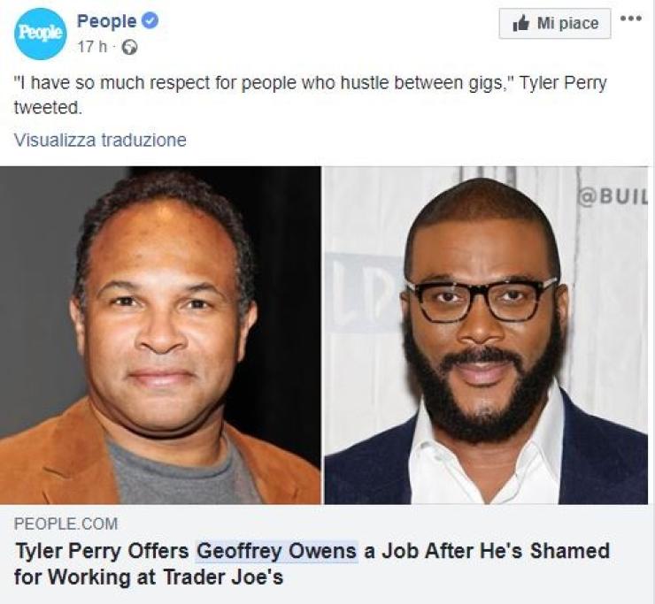 Geoffrey è stato criticato per il suo lavoro di commesso da Trader Joe's