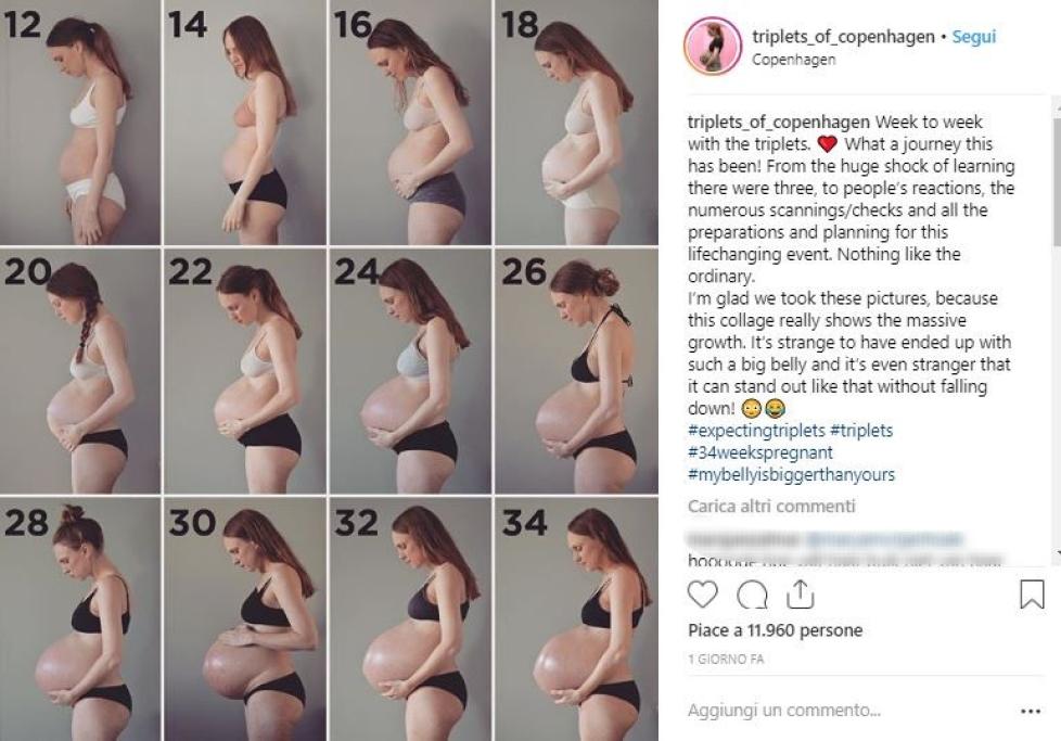 Recentemente la donna ha postato un'immagine che mostra l'evoluzione della gravidanza