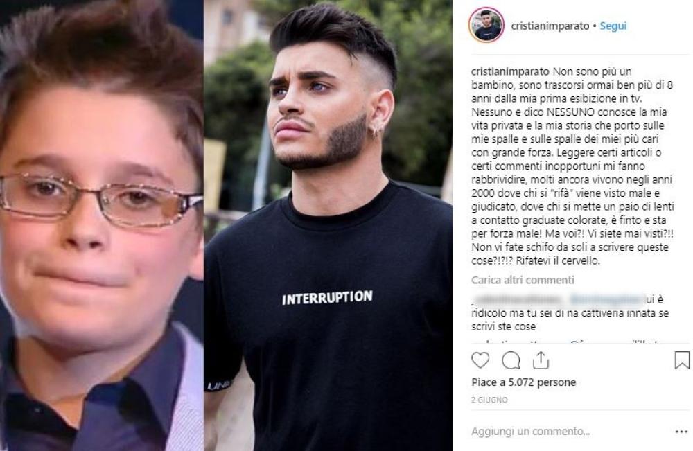 Quando aveva 14 anni, Cristian Imparato ha partecipato a ‘Io Canto‘  classificandosi al primo posto