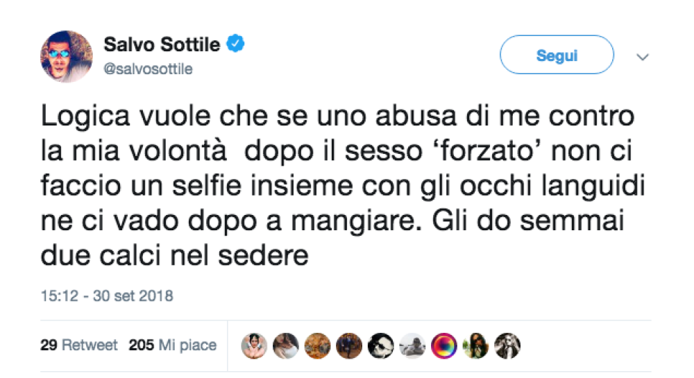 Il secondo tweet di Sottile