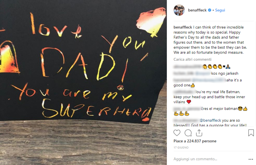 "Ti amo papà, sei il mio supereroe"