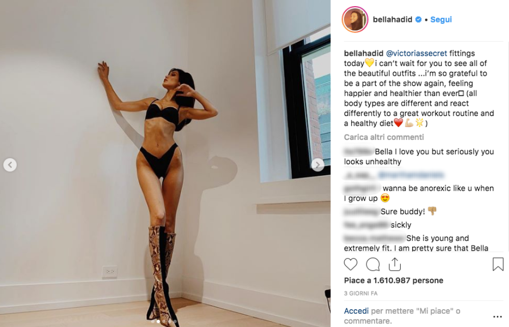 Molti utenti del social network sostengono che queste in queste foto Bella sembri troppo magra e per questo motivo l’hanno attaccata: “Sei scheletrica