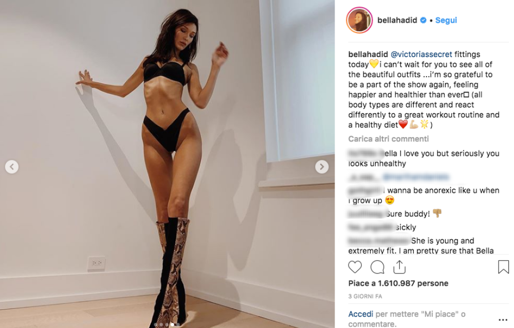 Alcuni utenti hanno sottolineato il fatto che con questi scatti Bella potrebbe lanciare un messaggio 