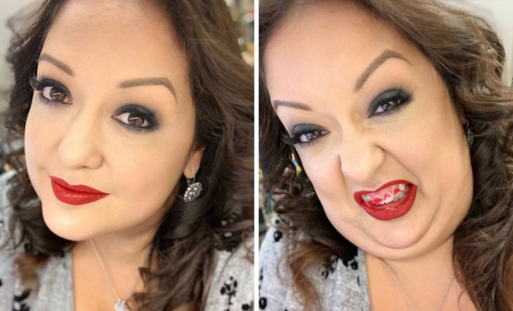 A tutti è capitato almeno una volta: nelle foto profilo siamo perfetti, come nella prima foto di questa ragazza, in quelle in cui ci taggano lo siamo 