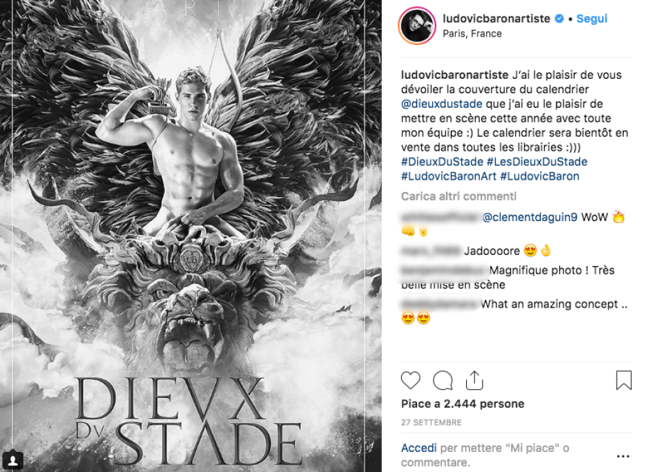 Ecco la copertina del nuovo calendario dei rugbisti: si intitola “Dieux du Stade” e il tema scelto dall’autore degli scatti, il fotografo Ludovic 
