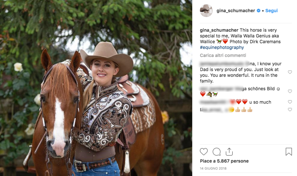 La figlia di Schumi è una promessa del reining, disciplina equestre che affonda le origini nella modalità di cavalcare dei cowboy