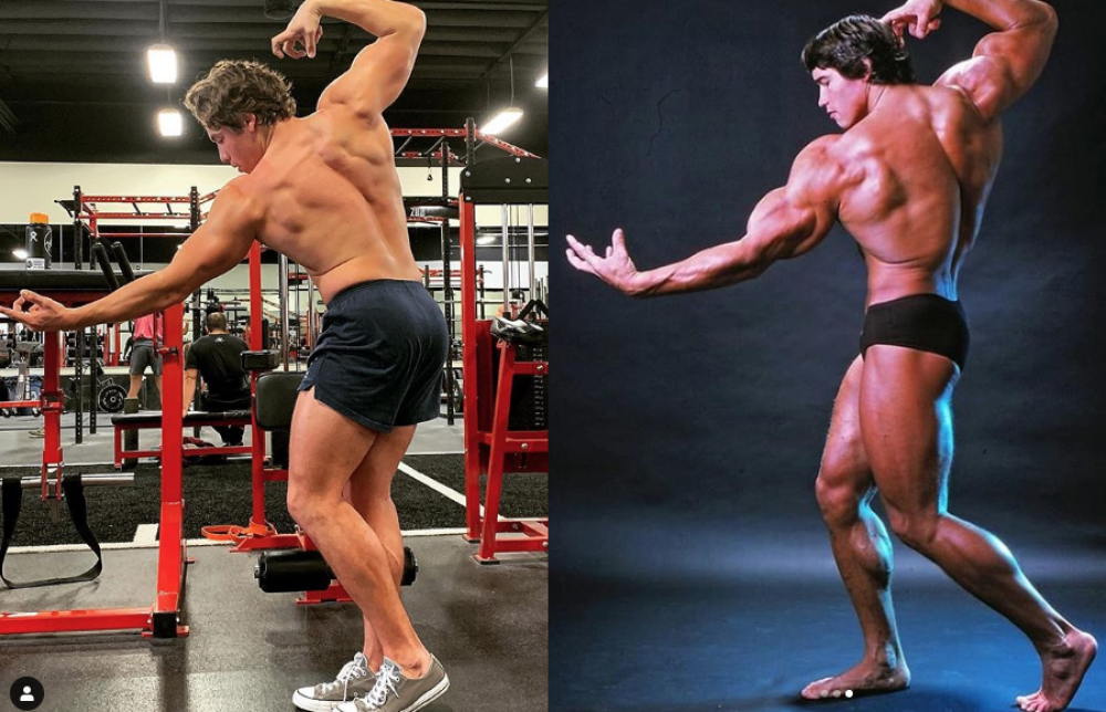 In questa foto postata su Instagram, Joseph si è divertito a imitare la celebre posizione del padre Arnold immortalata in una foto del 1975, quando si