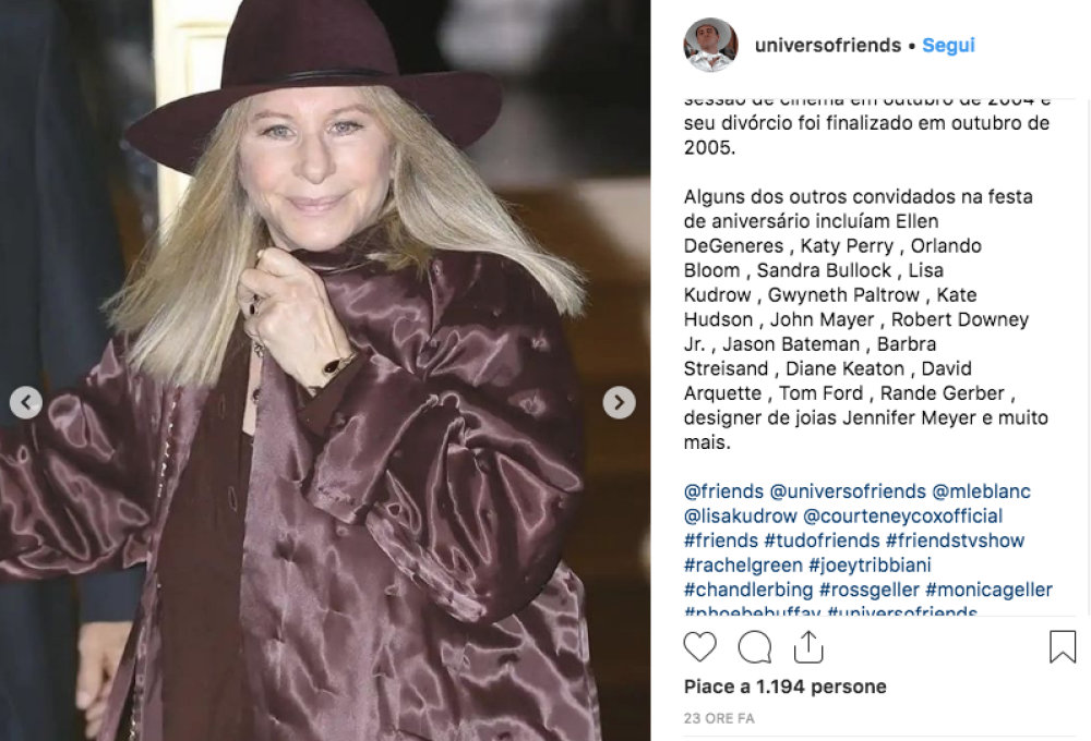 Tra gli invitati c’era anche l’attrice e cantante Barbra Streisand.