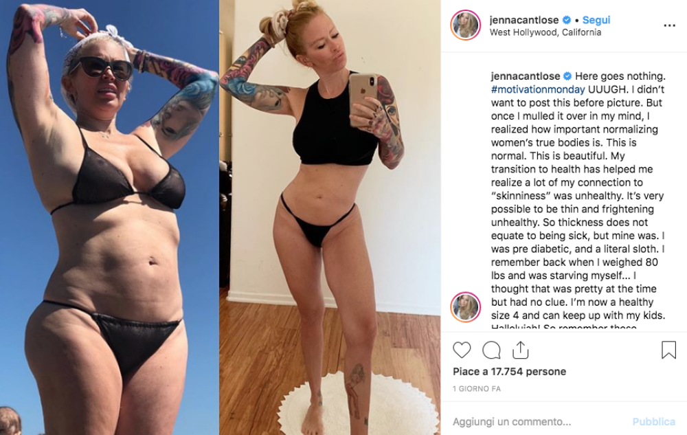 Jenna ha inziato la sua dieta nel 2017