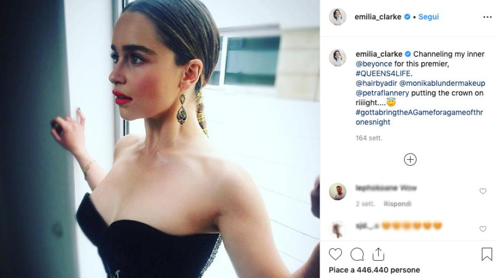 L'attrice di Game of Throne,  Emilia Clarke,