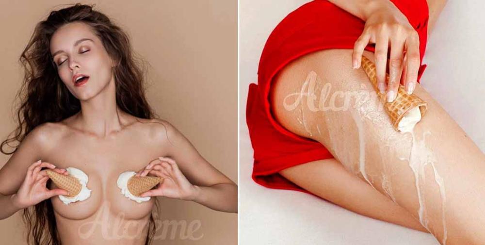 Gelato sul seno e sulla coscia
