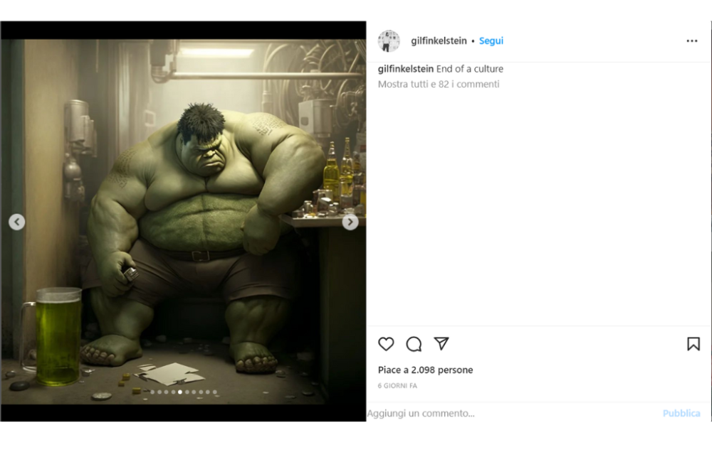 Hulk mentre si scola una birra verde
