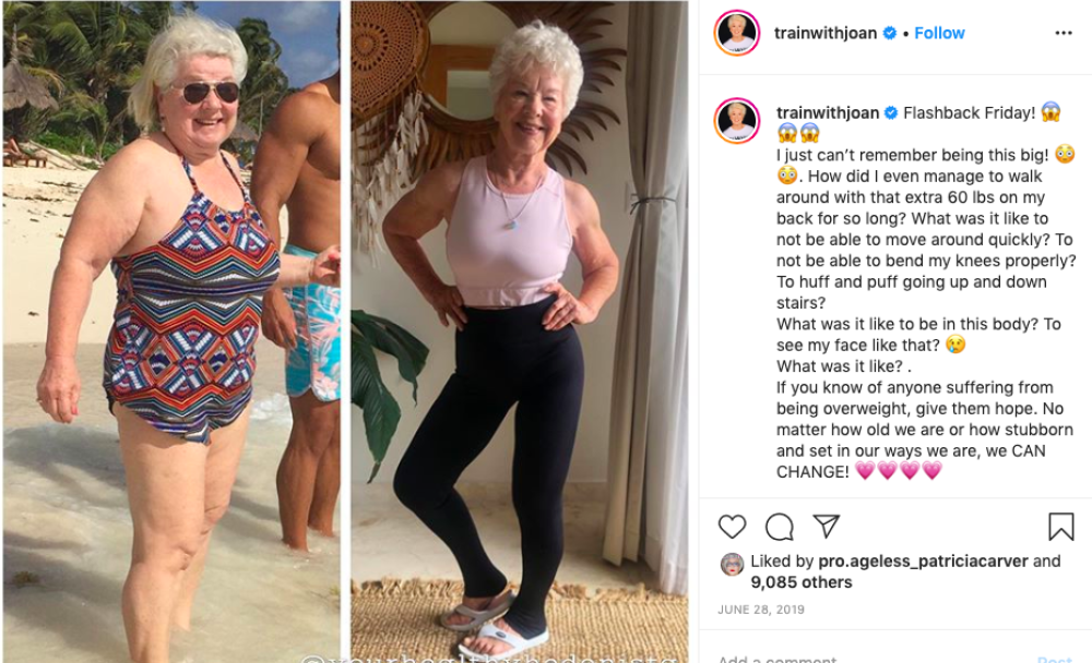 Joan MacDonald ha iniziato la sua trasformazione a 70 anni e ora, che ne ha 73, ha perso 50 kg