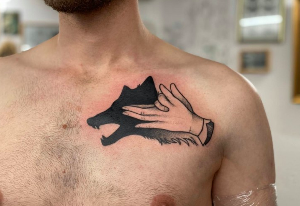 Le ombre cinesi che formano un cane