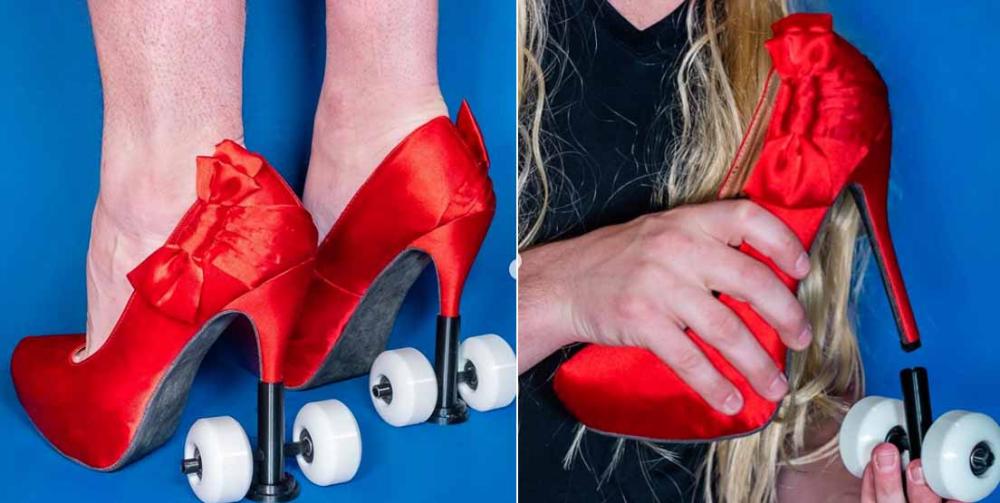 "Heels Wheels" è molto utile alle donne che non sanno camminare sui tacchi