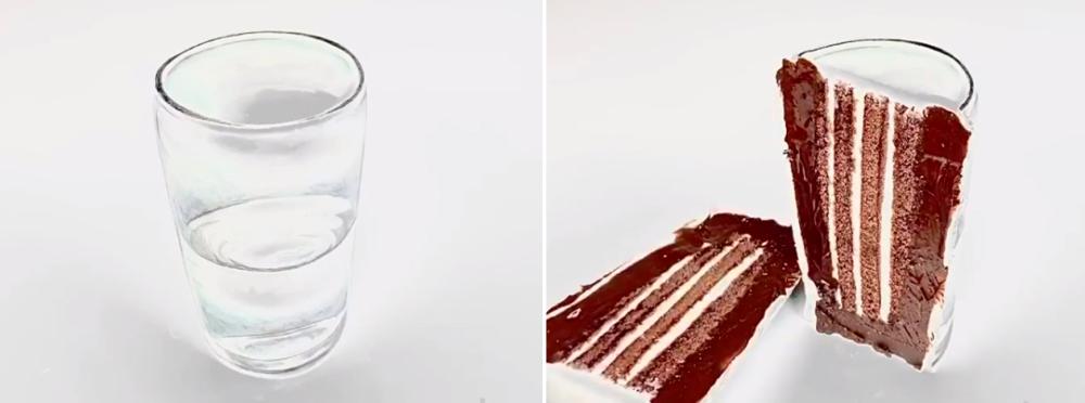 La torta a forma di bicchiere d'acqua