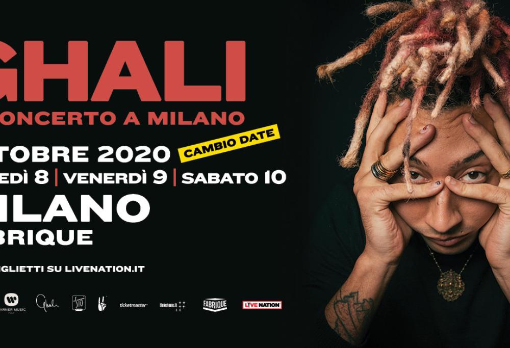 Ghali: Il concerto a Milano rinviato all'8, 9 e 10 ottobre 2020