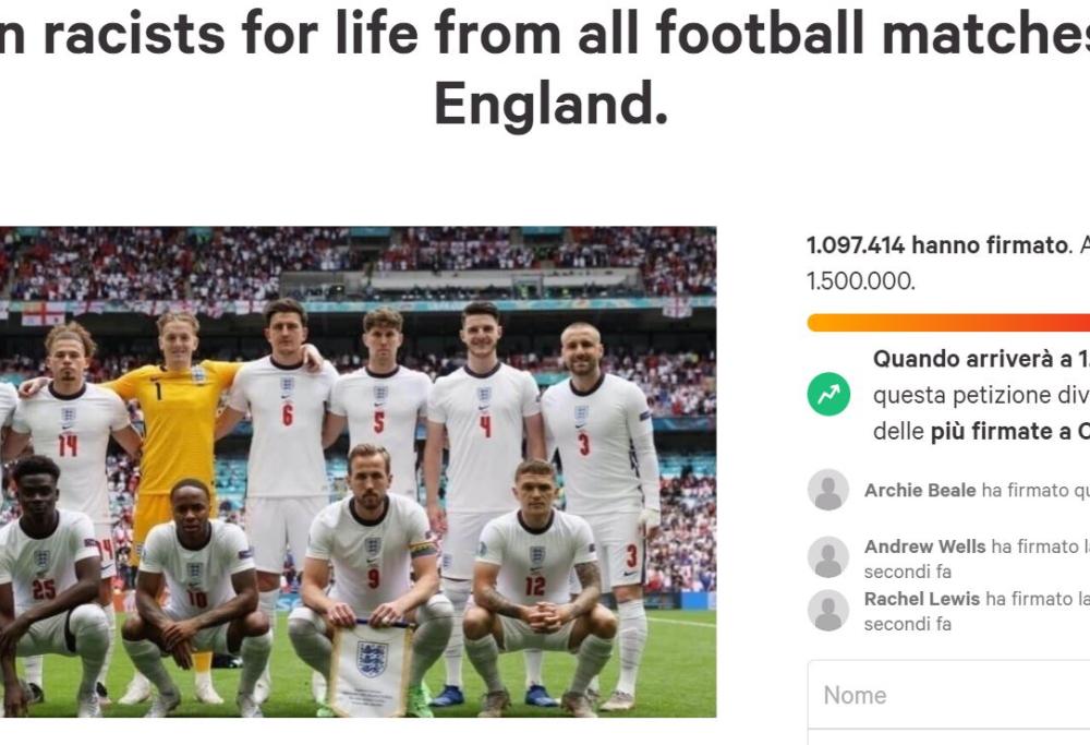 Una petizione popolare inglese chiede di bandire per sempre i razzisti dallo stadio