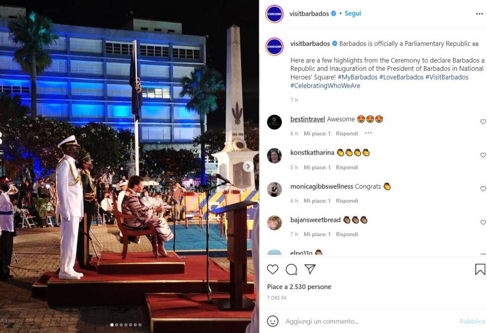 Barbados diventa repubblica e dice addio alla Regina
