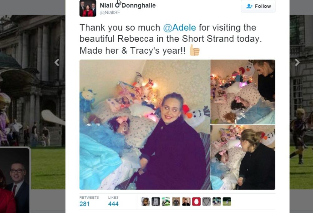 Adele: sorpresa ad una piccola fan malata a Belfast 