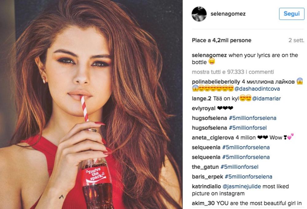 Selena Gomez regina di Instagram: è sua la foto con più like