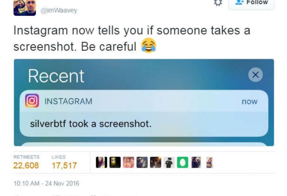 Instagram ti avverte se qualcuno fa gli screenshot delle tue foto!