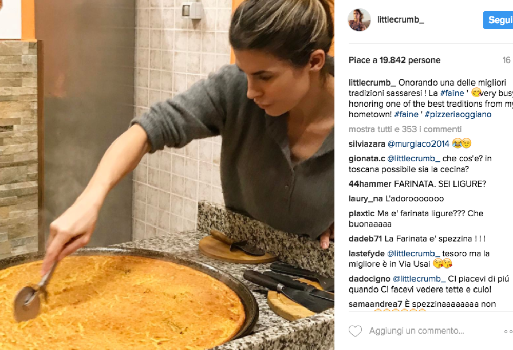 Elisabetta Canalis ai fornelli: sui social si scatena la guerra sulla provenienza della “fainè”